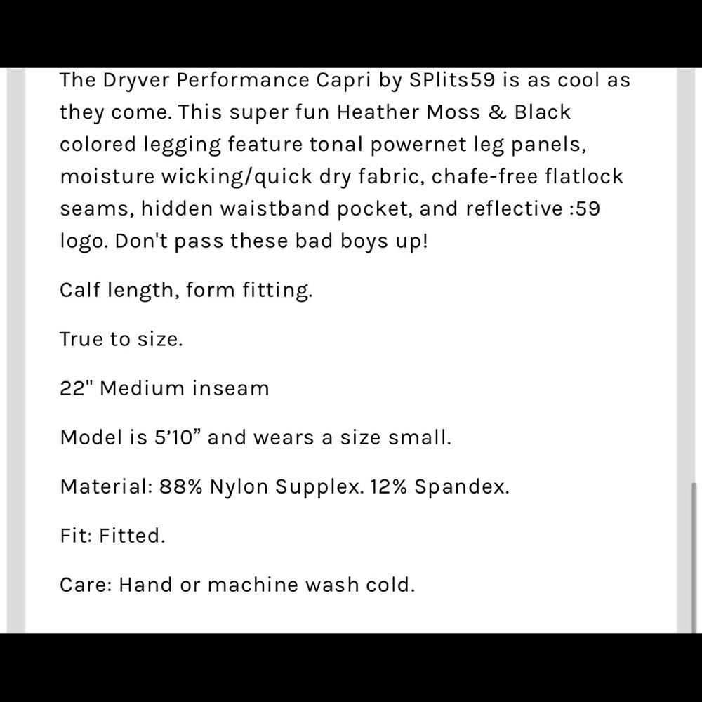 NWT $98 Splits59 Dryver Performance Capri Pants Workout Leggings Revolve - Picture 9 of 10